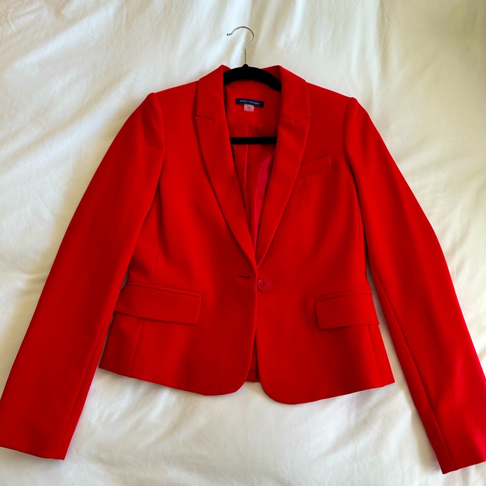 Red Tommy Hilfiger fitted blazer, size 2